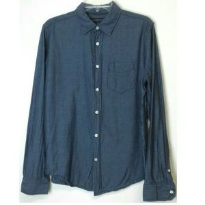 Aeropostale Button Front Shirt Blue Size Medium